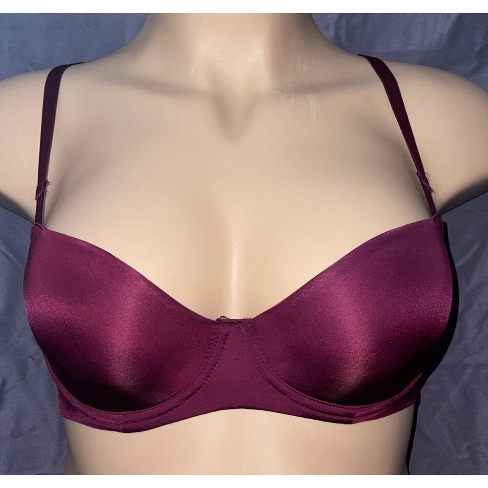 32D BURGUNDY VICTORIA'S SECRET DREAM ANGELS UNLINED DEMI BRA